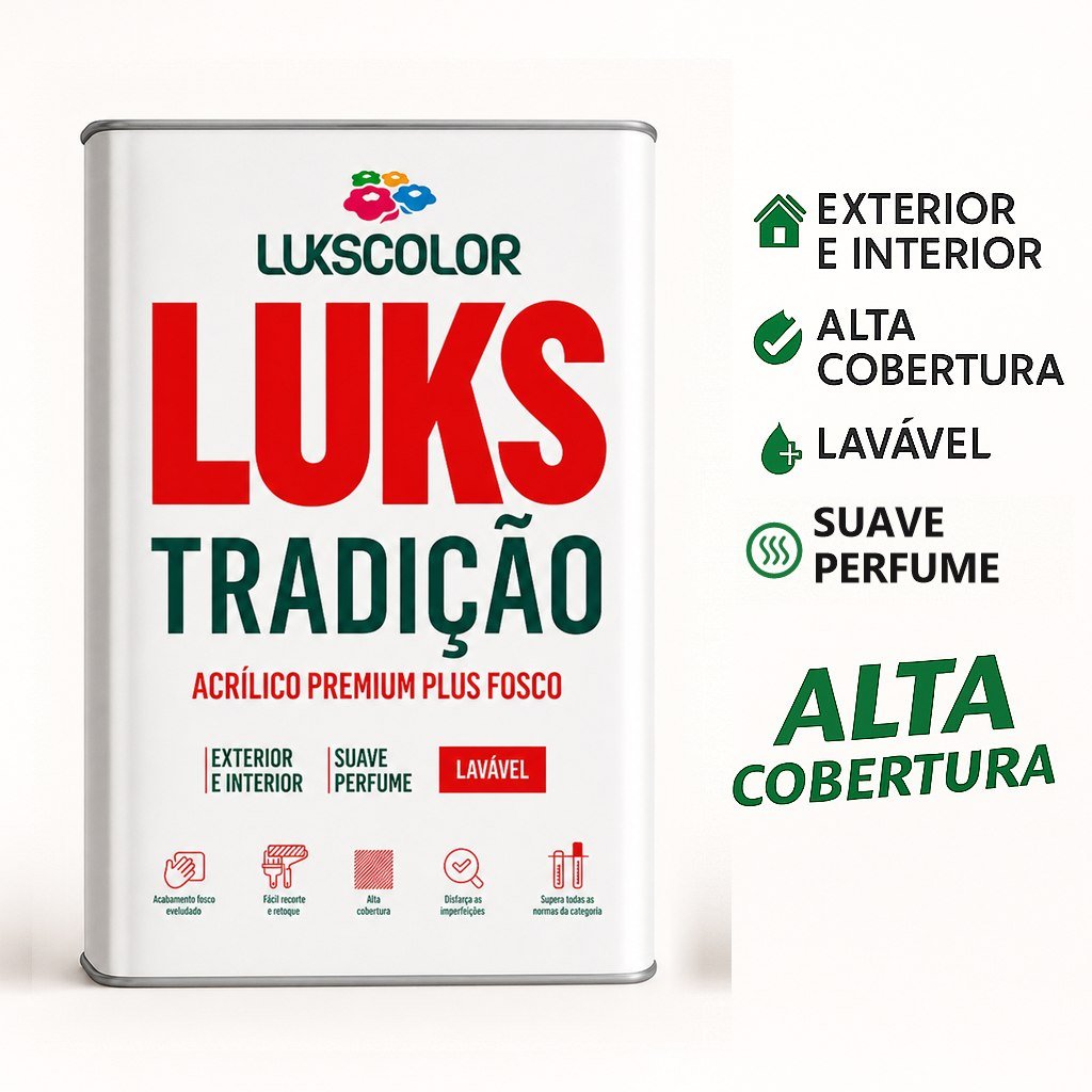 Tinta Lukscolor Acrílica Premium Plus Tradição Lavável 18 LITROS.